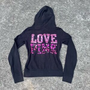 PINK Victoria's Secret Black Hoodie with Pink Accents